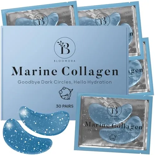 Augenpads Gegen Augenringe (30 Paare), Eye Pads mit Meereskollagen & Hyaluron, Eye Patches zur Augenringe Entfernen, Under Eye Patches für zur Hydratation, Augenpads gegen Tränensäcke