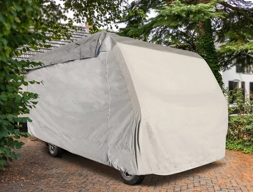 CALIMA Wohnwagenschutzhülle grau 830 cm - Caravan-Zubehör, schützt Ihren Wohnwagen vor Witterungseinflüssen mit hochwertigem Textilmaterial in stilvollem Grau.