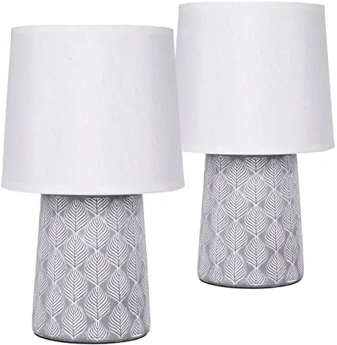 BRUBAKER 2er Set Tisch- oder Nachttischlampen 33 cm Grau in grau von BRUBAKER
