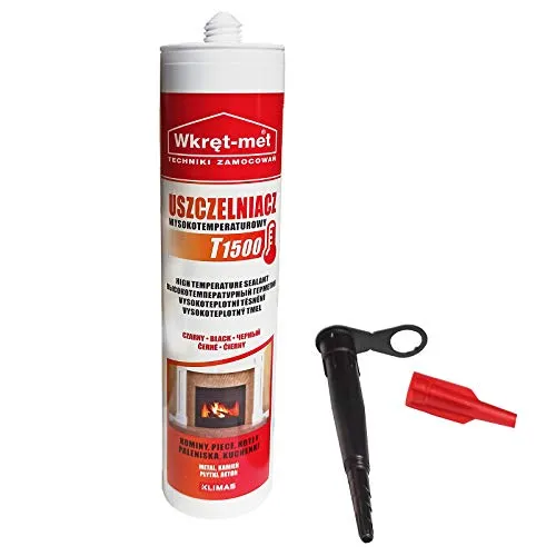 Dichtmasse 1500°C 310ml - Hitzebeständiger Silikon Kleber - Aschesauger-Zubehör für hohe Temperaturbeständigkeit bis 1500°C, ideal für Ofenrohre und Kamin-Dichtungen.