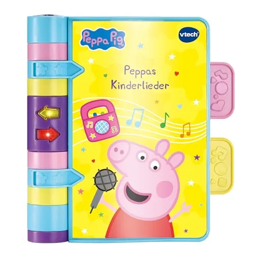 VTech Peppa Pig - Peppas Kinderlieder – Interaktives Lernspielbuch mit Musik und Peppas Originalstimme – Für Kinder von 2-5 Jahren