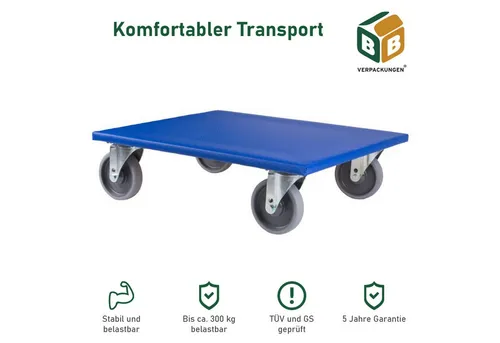 Möbelroller mit Gummi-Lenkrollen, 300 kg Traglast - Der Möbelroller mit Antirutschbelag erleichtert den Transport von schweren Gegenständen bis 300 kg. Ideal für Umzüge oder alltägliche Aufgaben, sorgt er für müheloses Bewegen auf verschiedenen Untergründen.