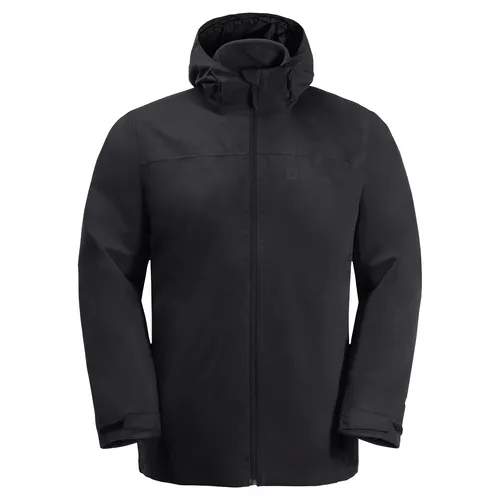 Jack Wolfskin Taubenberg 3IN1 Jacket M - Vielseitige Herrenjacke in Schwarz - Doppeljacke für Herren, 3-in-1-Funktion mit wasserdichter Außenjacke und warmer Fleece-Innenjacke, ideal für Outdoor-Aktivitäten und nachhaltige Materialien.