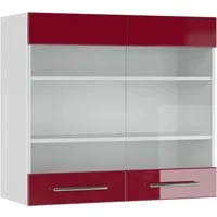 Produktbild Vicco Küchenglasschrank Fame-Line, Bordeaux Hochglanz/Weiß, 80 cm