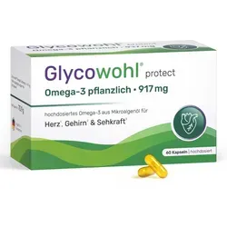 Glycowohl Omega-3 Kapseln 917 Mg Vegan+DHA+EPA - Veganes Nahrungsergänzungsmittel mit 917 mg hochdosiertem Omega-3, reich an DHA und EPA aus Mikroalgen, ideal für eine gesunde Ernährung.