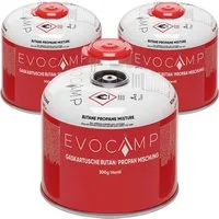 Evocamp Gaskartusche 3 Stück 300g Butan Propan Schraubventil für Camping Weber Q100