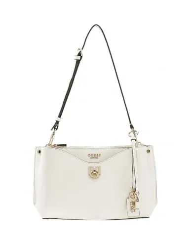 Guess Bianca Schultertasche 28 cm in Weiß - Moderne Schultertasche aus robustem Polyurethan, ideal für den Alltag. Mit praktischem Innenfach und cleverem Design für Ihr Smartphone. Trageoptionen für individuellen Stil.