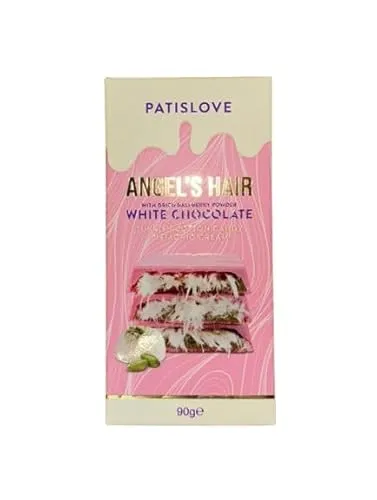 PATISLOVE Angel Hair – Weiße Schokolade mit Himbeerpulver und Pistaziencreme