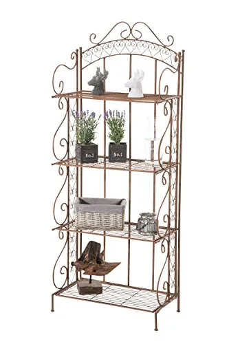 CLP Eisen-Standregal ANTJE I Klappregal mit 4 Ablagefächern - Standregal im Landhausstil mit 4 großen Ablagen, ideal für Badezimmer oder Flur. Klappbar für platzsparende Lagerung und in 6 Farben erhältlich.