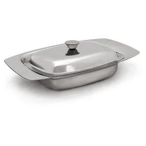 Relaxdays Butterdose 10019113, aus Edelstahl, rechteckig, 19,5 x 13 x 6 cm, silber