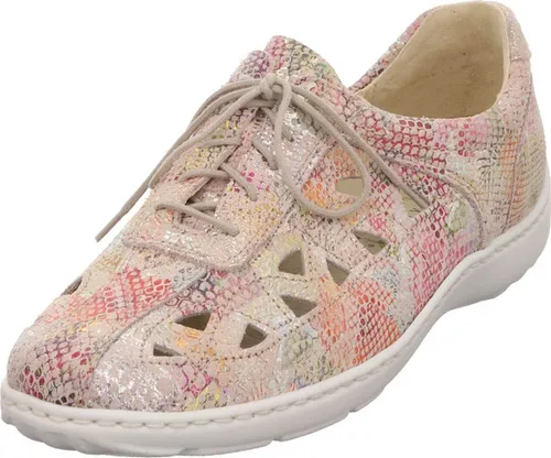 Waldläufer Komfort Schnürschuhe SUMMER Damen 31353633313332 Rosa 42 1/2 EU - Schnürer aus rosa Rauleder mit buntem Muster, ideal für heiße Tage dank optimaler Belüftung und ergonomischem, herausnehmbarem Fußbett für individuellen Komfort.