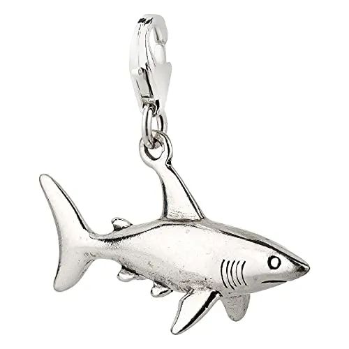 7K Charm Anhänger Weißer Hai Haifisch aus 925 Sterling Silber (27x15mm)