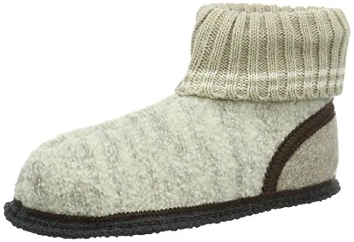 Beck Unisex Kinder Oetz Hausschuhe, Beige, 31 EU - Bequeme Hausschuhe aus Wolle mit rutschfester Gummisohle, ideal für gemütliche Stunden zu Hause.