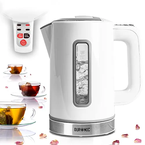 Duronic EK30 WE Wasserkocher, 1,5L mit Temperatureinstellung 40-100°C - Wasserkocher mit 3000W für schnelles Aufheizen, Warmhaltefunktion und Doppelwand für Sicherheit - ideal für Teeliebhaber und schnelle Zubereitung.