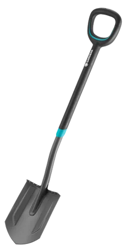 Gardena ErgoLine Spitz-Spaten - Gartenspaten aus Qualitätsstahl, ergonomischer D-Griff und Trittsteg für rückenschonendes Arbeiten