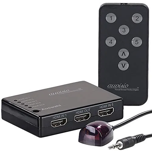 auvisio Verteiler: 5-Fach-HDMI-Umschalter mit Fernbedienung, HDMI 1.4, bis 4K UHD (Hub, Switches, Kabel Receiver)