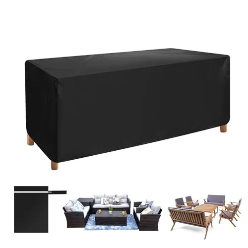 AiQinu Universell Abdeckung für Gartenmöbel, Loungemöbel Abdeckung 170 X 94 X 70 cm, 420D Oxford Gewebe, Wasserdicht Winddicht UV-Beständiges für Gartentische Terrassenmöbel Outdoor-Tisch (Schwarz )