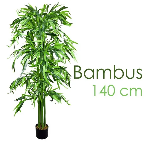 Decovego Kunstbambus 140 cm - Künstliche Pflanze mit Echtholz - Kunstgräser: Die realistisch aussehende Kunstpflanze ist ideal für Innen- und geschützte Außenbereiche und bietet vielseitige Dekorationsmöglichkeiten sowie Sichtschutz.