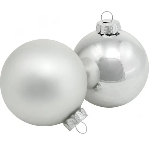Weihnachtskugeln Silber Glänzend & Matt 12er Set – Ø7,5cm H8,5cm - Dekoratives 12er Set Weihnachtskugeln aus Glas in glänzendem und mattem Silber. Perfekt für festliche Dekoration und einen stilvollen Weihnachtsbaum.
