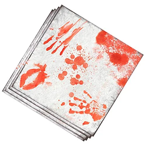 FIESTAS GUIRCA | 20 Blut Servietten Einweg (16x16 cm) - Tischdekoration für gruselige Halloween Partys - Ideal für Horror-Events - Weiß und Rot