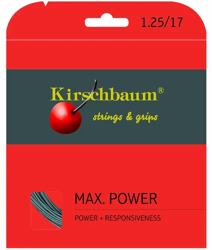 Kirschbaum Tennissaite Max Power (Haltbarkeit+Power) anthrazit 12m Set, Saitendicke: 1.20