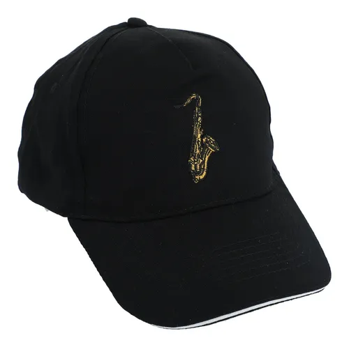 Musikboutique Baseball Cap Baseball-Cap mit eingestickten Instrumenten, schwarz, Baumwolle - Musik, Saxophon gestickt