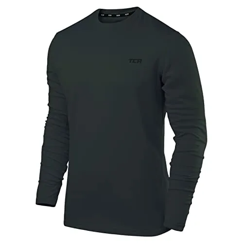 TCA Element Sport Langarmshirt Herren - Atmungsaktives Laufshirt in Dunkelgrün, XL - Activewear-T-Shirt für Herren, ideal für Läufe und Outdoor-Aktivitäten. Mit TCA D.R.Y.-Technologie für optimale Feuchtigkeitsregulierung und Daumenlöchern für zusätzlichen Komfort.