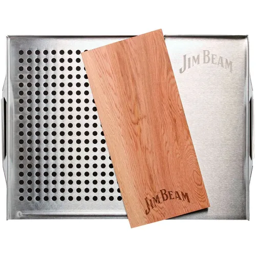 Jim Beam Edelstahl-Platte 59x30cm mit Zedernholz von Jim Beam