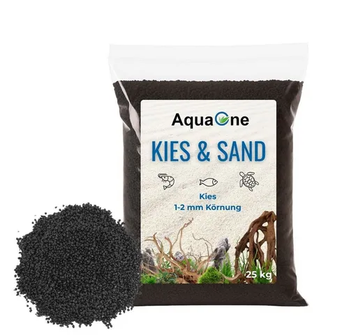 Aquaone Aquarienkies 25 kg Schwarzer Quarzkies (1-2 mm) – Premium Bodengrund für Aquarien