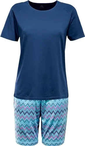 Erwin Müller Damen-Shorty Single-Jersey blau Größe 44 - Schlafanzüge für Damen, aus weichem Material für hohen Tragekomfort, ideal für entspannte Nächte