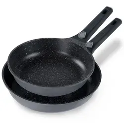 STONELINE SMART Pfannenset 2-teilig – 24/28 cm - Praktisches Pfannenset mit abnehmbaren Griffen für alle Herdarten, inklusive Induktion. Die spezielle Antihaftbeschichtung sorgt für fettfreies Braten und einfache Reinigung. Ideal zum Kochen, Backen und Servieren.