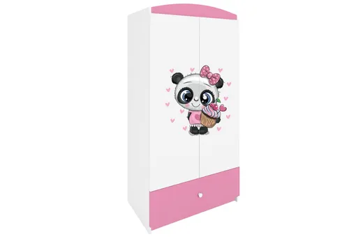 Raumhirsch Furniture Kinderkleiderschrank Panda, Hellrosa, 90x175x52 cm - Vielseitiger Kinderkleiderschrank mit sanft schließenden Schubladen und flexibler Aufteilung. Ideal für kreative Kinderzimmergestaltung. Sicherheitszertifiziert und einfach zu montieren.