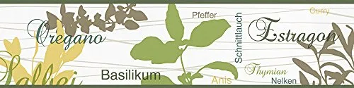 A.S. Création Bordüre - Papierbordüre mit hübschem Lifestyle Motiv in Gelb, Grün und Weiß - auf 5,00 m x 0,13 m je Rolle