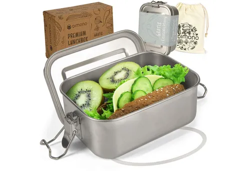 Dimono Lunchbox Dimono Edelstahl Brotdose – Auslaufsichere Lunchbox mit Trennwand, (Auslaufsichere Bento-Box, Brotzeit-Dose aus Edelstahl), mit Fächer