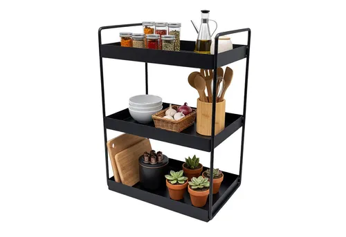 Gewürzregal Küchen Organizer aus Metall - Praktisches 3-fach Gewürzregal in modernem Design, ideal für die platzsparende Aufbewahrung in Ihrer Küche. Robuste Konstruktion aus Eisen, einfach freistehend montierbar.