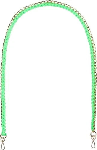 styleBREAKER Taschen Schulterriemen mit eingeflochtener Kette, Wechsel Taschengurt, Handyband, Handykette, Karabiner 02013038, Farbe:Neongrün
