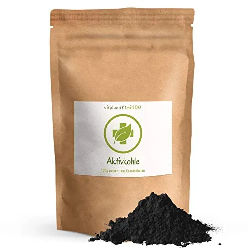 Produktbild Aktivkohle Pulver aus Kokosschalen 100 g