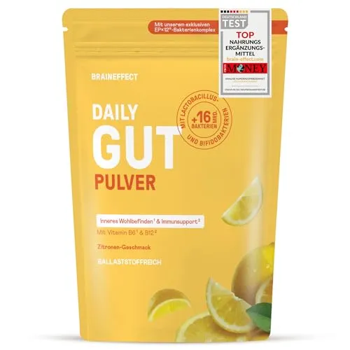 BRAINEFFECT DAILY GUT – Probiotisches Getränkepulver mit Zitronengeschmack