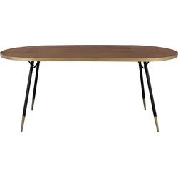 Z2 Esstisch DENISE - Eleganter Tisch für stilvolle Essbereiche - Esstisch 'DENISE' mit runder walnussfarbener Tischplatte und goldlackierter Eisenkante. Ideal für kleine Räume, bietet Platz für bis zu sechs Personen und ist pflegeleicht.