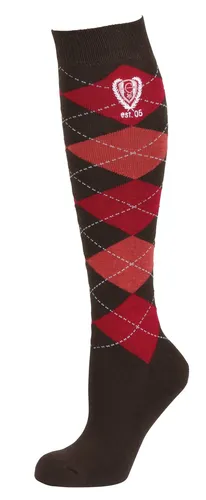 Covalliero Damen Covall.Reitstrümpfe Brescia Terra kariert, Größe 40-42 Reitstrü