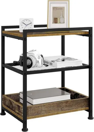 Woltu Couchtisch mit Rollen und 3 Ablagen in schwarz von WOLTU