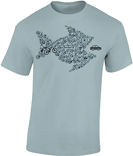 Baddery Fahrrad T-Shirt Herren : Bikes of The World Organize - E-Bike Rennrad Zubehör (Ice Blue XL)