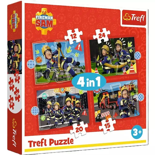 PUZZLE 4w1 Przygody strażaka Sama 34632 Trefl 5900511346329