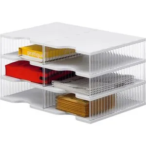 Styro Sortierstation 228-0203 Styrobig Duo - A4, 6 Fächer, 3 Etagen - Ablagesysteme für A4-Unterlagen, extrem belastbar mit transparenten Seitenwänden für gute Übersicht. Einfacher Aufbau und erweiterbar, ideal für Schränke und Regale.