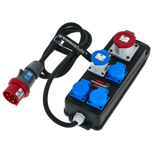 Brennenstuhl Portabler Stromverteiler BSV P - 5-fach Steckdose für Baustellen - Robuster Stromverteiler mit 3x 230V/16A und 2x CEE-Steckdosen für vielseitigen Einsatz im Freien. IP44, hitzebeständig und schlagfest, ideal für Baustellen und Outdoor-Aktivitäten.