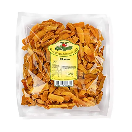 Howa getrocknete Mango – Trockenobst in Bio-Qualität, naturbelassen und ungeschwefelt – Ideal zum Kochen, Backen oder als gesunder Snack – Mangoscheiben - ohne Zucker – 1000 g