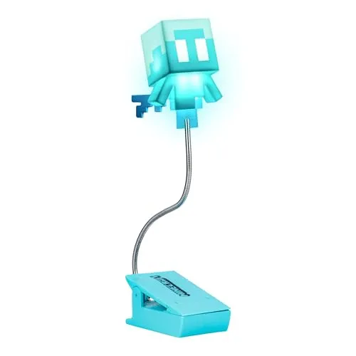 Paladone Minecraft Allay Buchleuchte zum Anklemmen, offiziell lizenziertes Leselicht, Clip-Lampen-Design mit flexiblem Kabel, mit Allay-Mob-förmigem Kopf, 3 Lichtmodi, batteriebetrieben