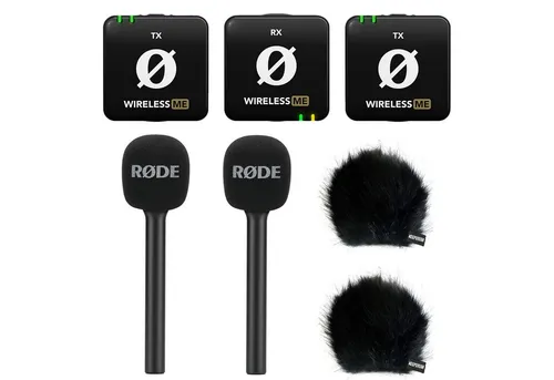 RØDE Wireless ME Dual Funk-Mikrofon Interview Set 2 BK - Kabelloses Mikrofon-System mit 2 Sendemodulen und 1 Empfangsmodul für kristallklare Audioqualität bis zu 100 m Reichweite. Ideal für Interviews und Podcasts mit einfacher Plug & Play Bedienung.