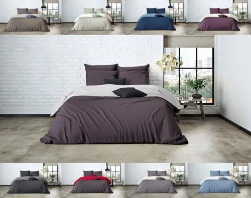 Uni Einfarbig Wende Bettwäsche Mistral Home - 100% Ägyptische Baumwolle, 135x200cm - Bettwäsche-Sets aus 100% ägyptischer Baumwolle, atmungsaktiv und strapazierfähig. Wenden Sie die Bettwäsche für verschiedene Optiken und genießen Sie königlichen Schlafkomfort.
