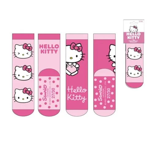 CERDÁ LIFE'S LITTLE MOMENTS Rutschfestes sicheres Design | Hello Kitty Socken mit bequemen Applikationen (2 Stück) Unisex Kinder, Hello Kitty, 27-30